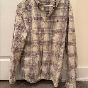 AllSaints Men’s XL Plaid Corduroy Button-Up Shirt